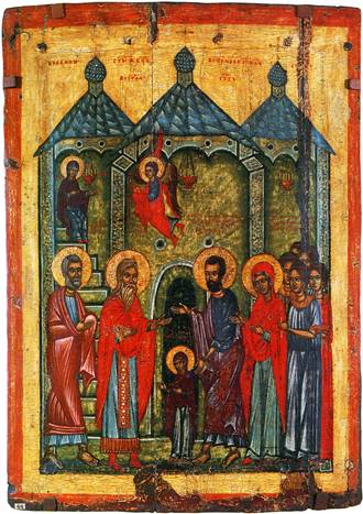 Введение Пресвятой Богородицы во храм, икона XIV век, Новгород